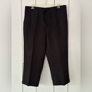 Cubavera Black Linen Blend Pants Drawstring Cuffed Sz XL Short (40-42)